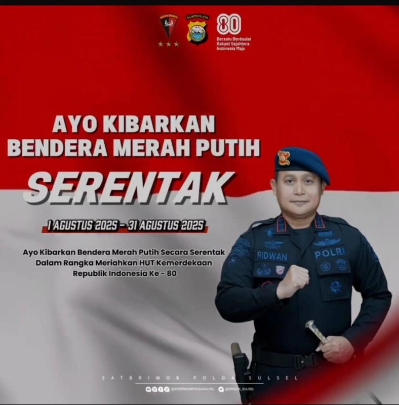 Img-20250731-Wa0016 Brimob Polda Sulsel Mengajak Masyarakat Sulsel Kibarkan Bendera Merah Putih Serentak