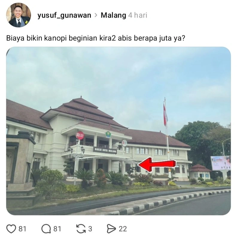 1791687090158 Proyek Kanopi Balai Kota Malang Tuai Kritik, Ancam Status Cagar Budaya