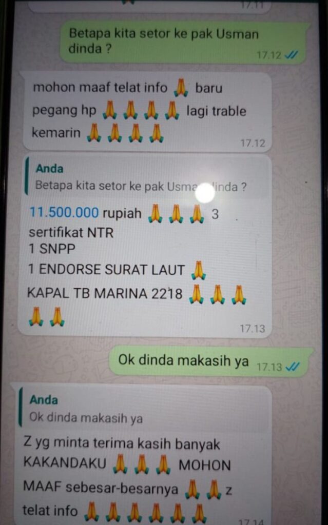 Usman Akui Terima Uang Dari Pt Tripel A