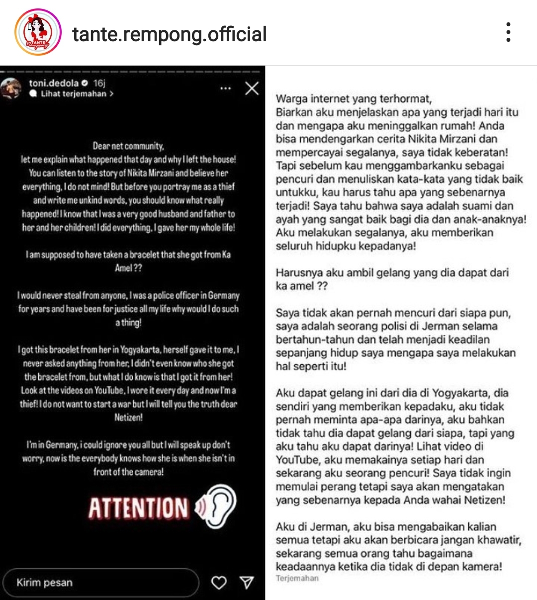 Nikita Mirzani Ditinggal Kabur Suami, Begini Pernyataan Antonio Dedola_Zonanusantara.com