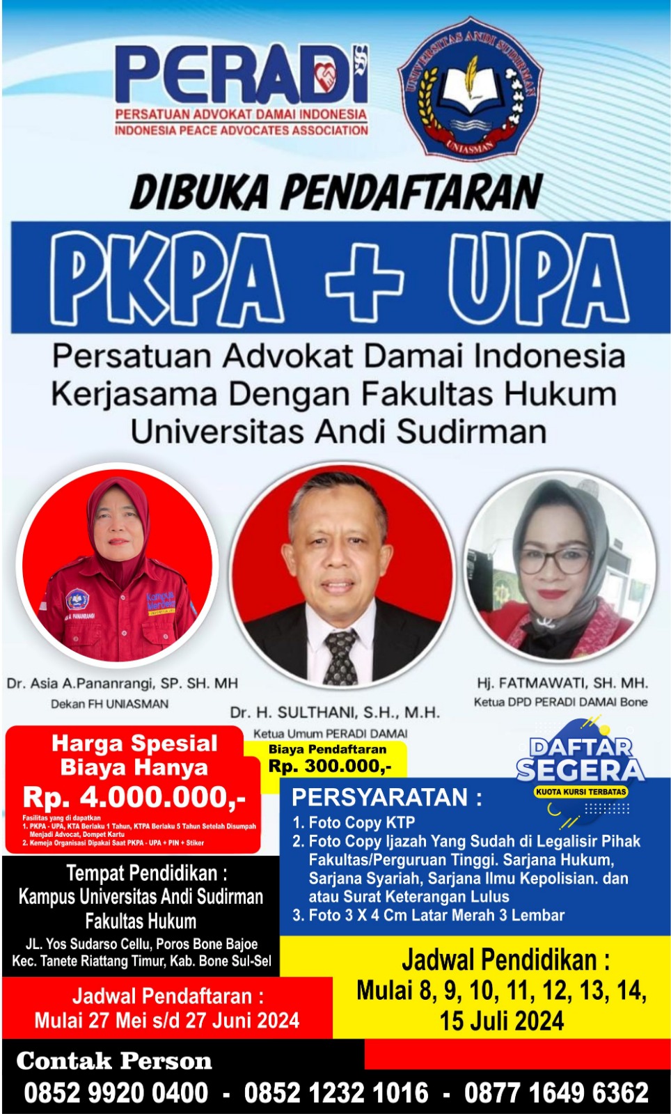 Peluang Karier, Uniasman Kerja Sama Persatuan Advokat Damai Indonesia Buka Pendaftaran Pkpa Dengan Biaya Terjangkau