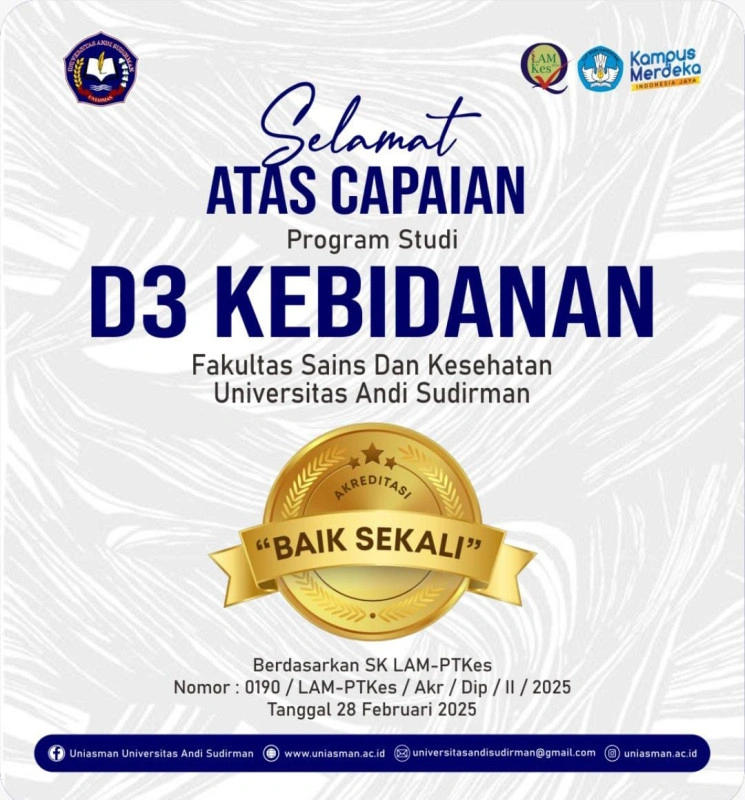 Kado Istimewa Dies Natalis Ke-Ii, Prodi D3 Kebidanan Universitas Andi Sudirman Raih Akreditasi Baik Sekali