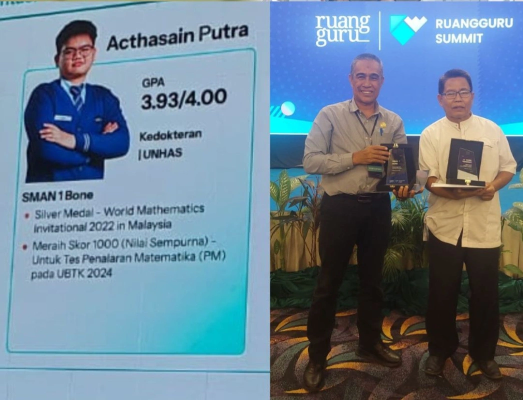 Tunjukkan Komitmen Mencetak Lulusan Kompetitif, Kepala Sman 1 Bone Terima Penghargaan Di Ruangguru Summit Sulsel 2025