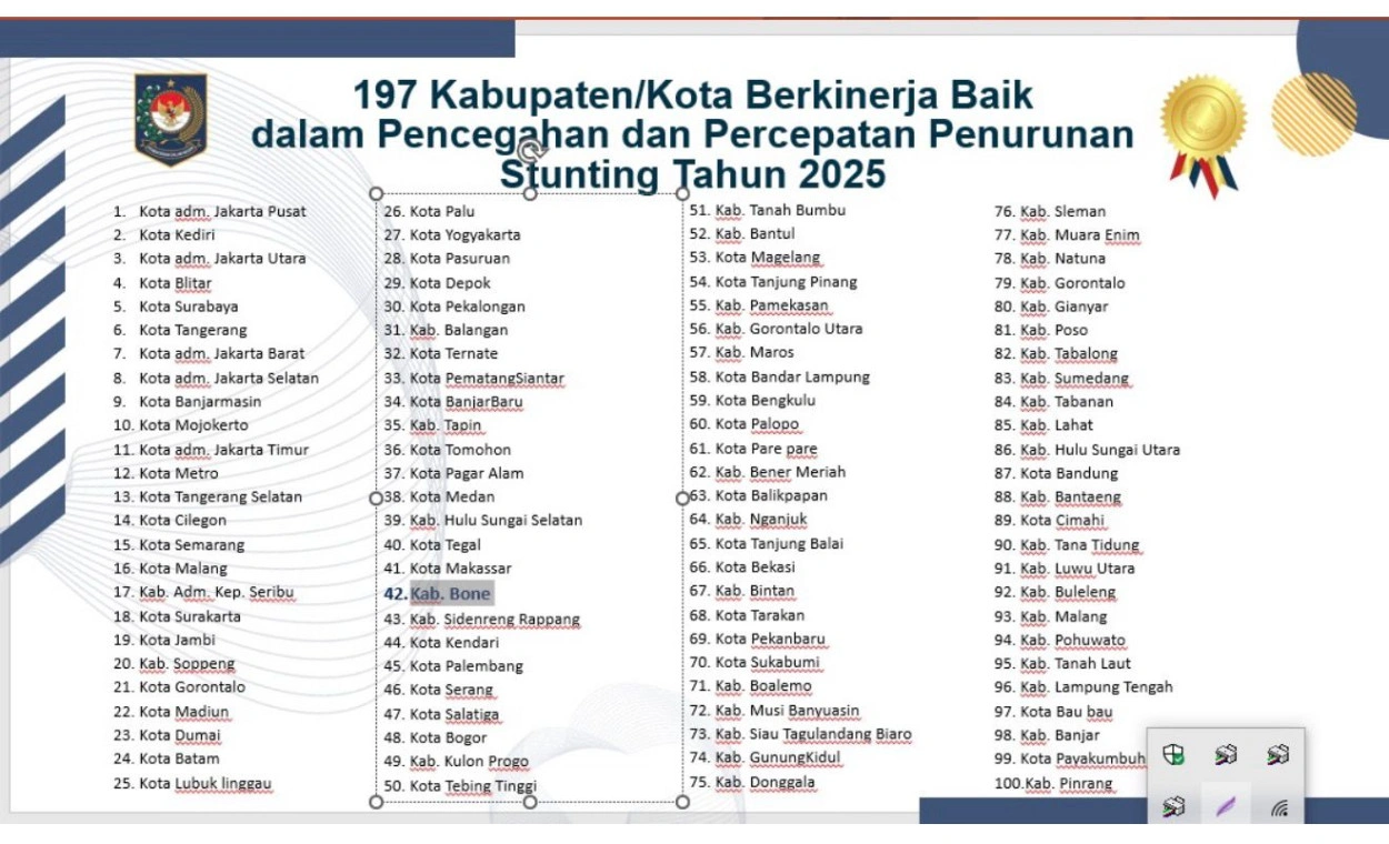 Bone Tembus Peringkat Tiga Se-Sulsel Dalam Pencegahan Dan Percepatan Penurunan Stunting