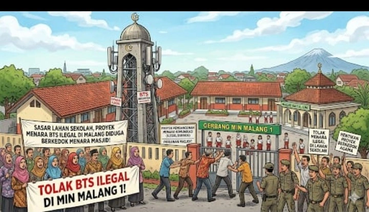 Sasar Lahan Sekolah, Proyek Menara Bts Ilegal Di Malang Diduga Berkedok Menara Masjid