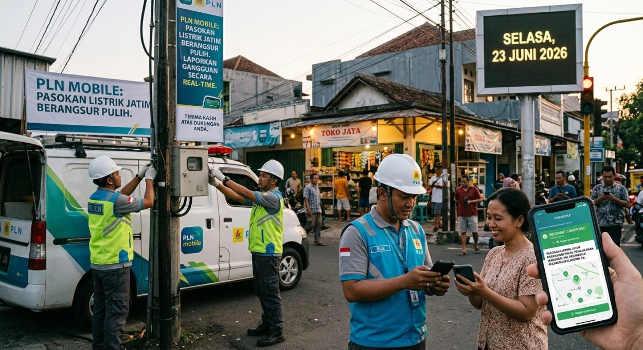 Pasokan Listrik Jatim Berangsur Pulih, Pln Maksimalkan Penanganan Via Pln Mobile