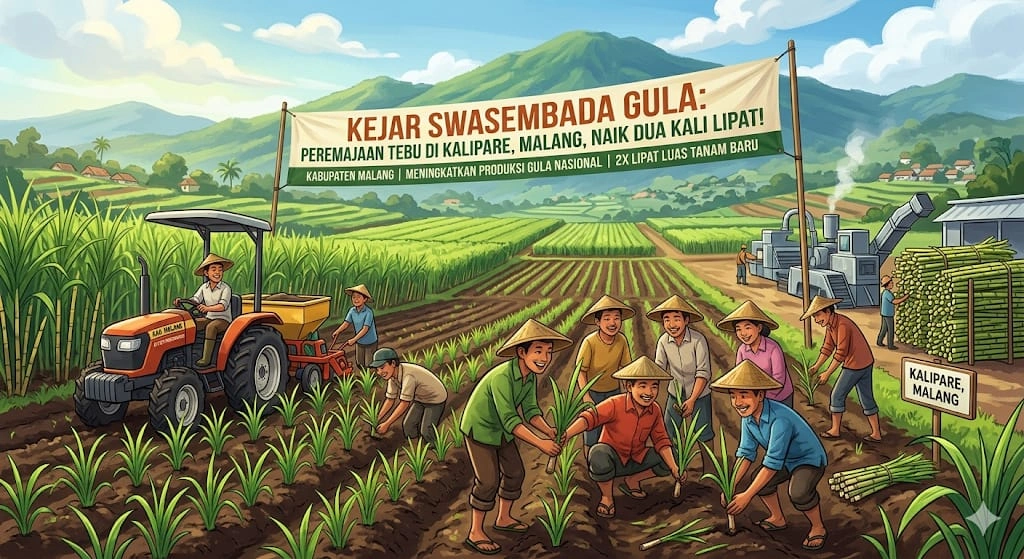 Kejar Swasembada Gula, Peremajaan Tebu Di Kalipare Malang Naik Dua Kali Lipat