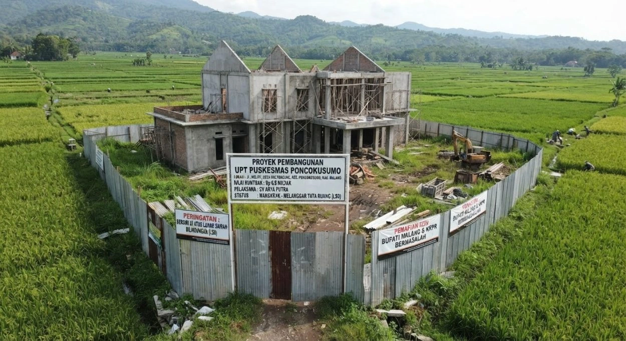 Proyek Puskesmas Poncokusumo Malang Mangkrak, Diduga Tabrak Aturan Lsd