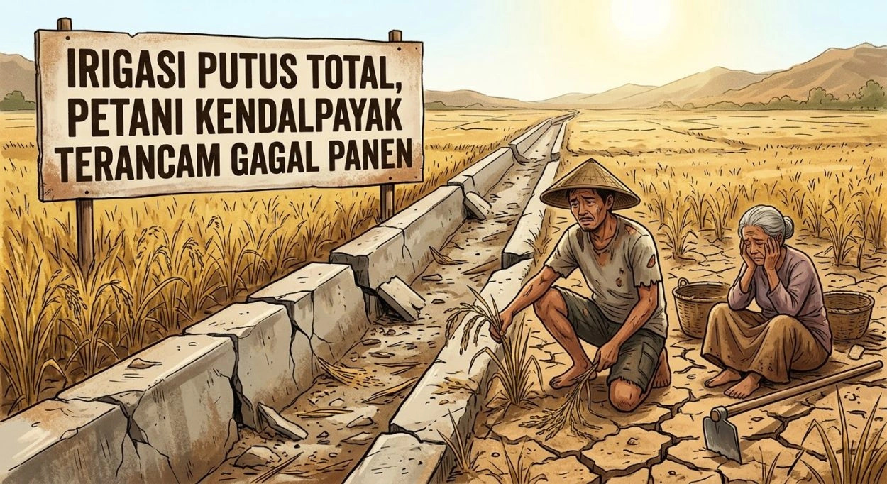 Irigasi Putus Total, Petani Kendalpayak Terancam Gagal Panen
