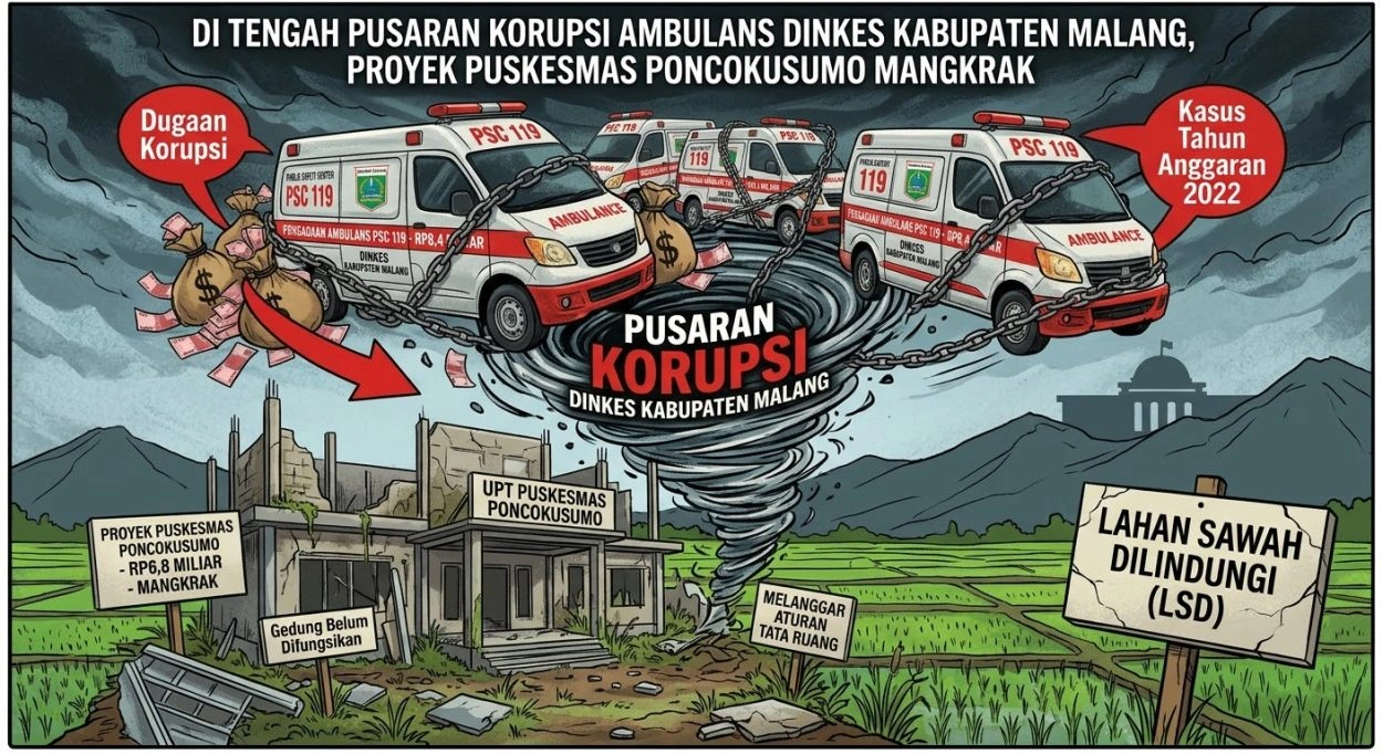 Di Tengah Pusaran Korupsi Ambulans Dinkes Kabupaten Malang, Proyek Puskesmas Poncokusumo Mangkrak
